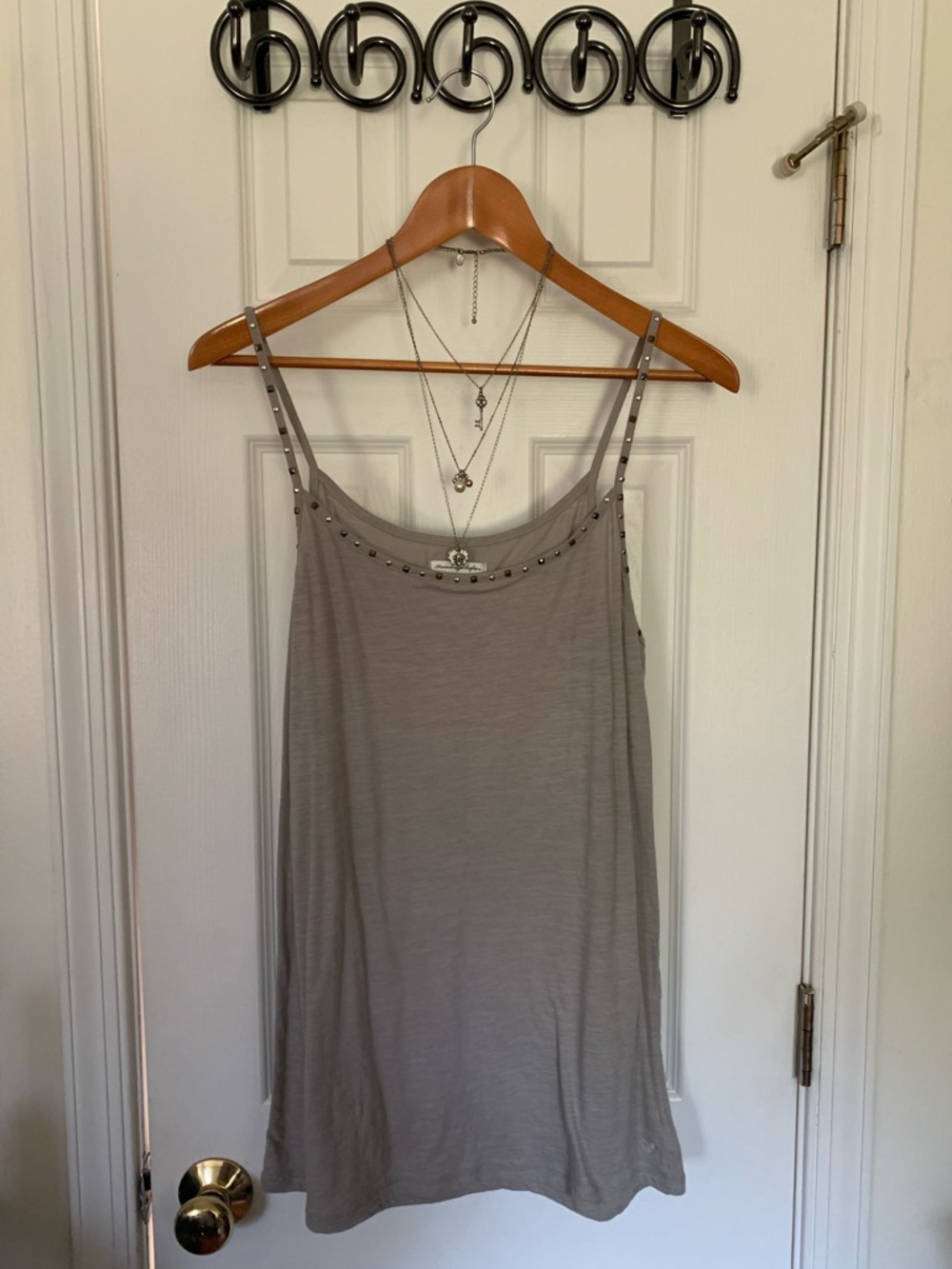 Y2K AEO Gray Studded Trim Tank Top